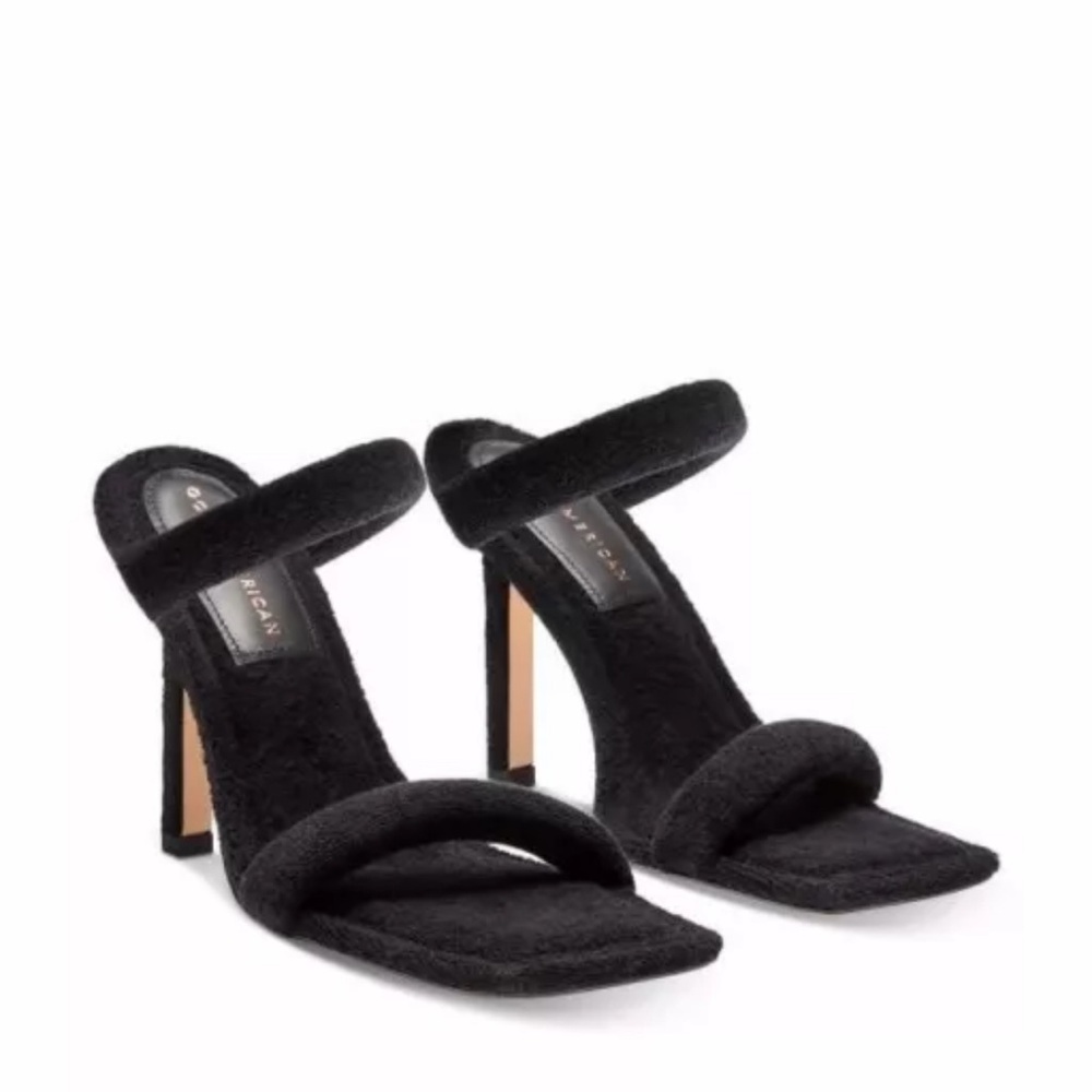 Good American Terry Slip On High Heel Sandals Black Womens Size 9